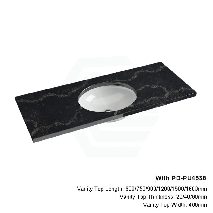 20/40/60mm Gloss Black Swan Stone Top Calacatta Quartz with Undermount Basin