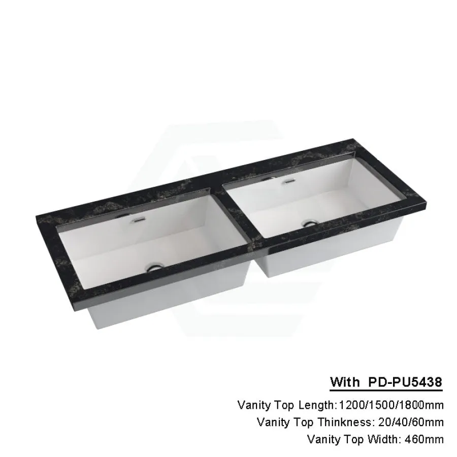 20/40/60mm Gloss Black Swan Stone Top Calacatta Quartz with Undermount Basin