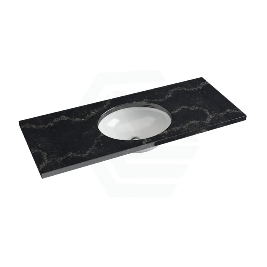 20/40/60mm Gloss Black Swan Stone Top Calacatta Quartz with Undermount Basin