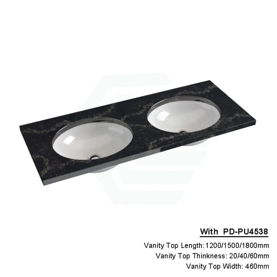 20/40/60mm Gloss Black Swan Stone Top Calacatta Quartz with Undermount Basin