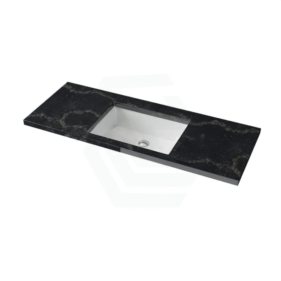 20/40/60mm Gloss Black Swan Stone Top Calacatta Quartz with Undermount Basin