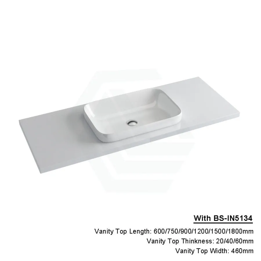 20/40/60mm Gloss Silk White Stone Top Quartz with Inset Basin