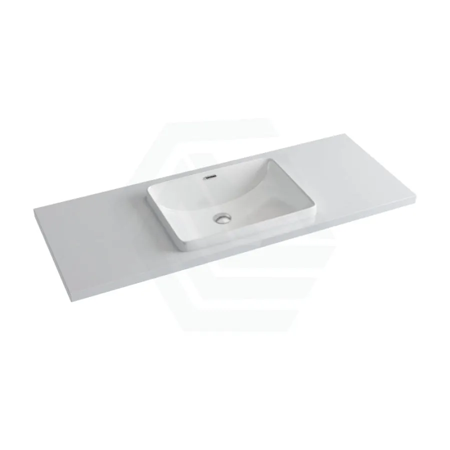 20/40/60mm Gloss Silk White Stone Top Quartz with Inset Basin