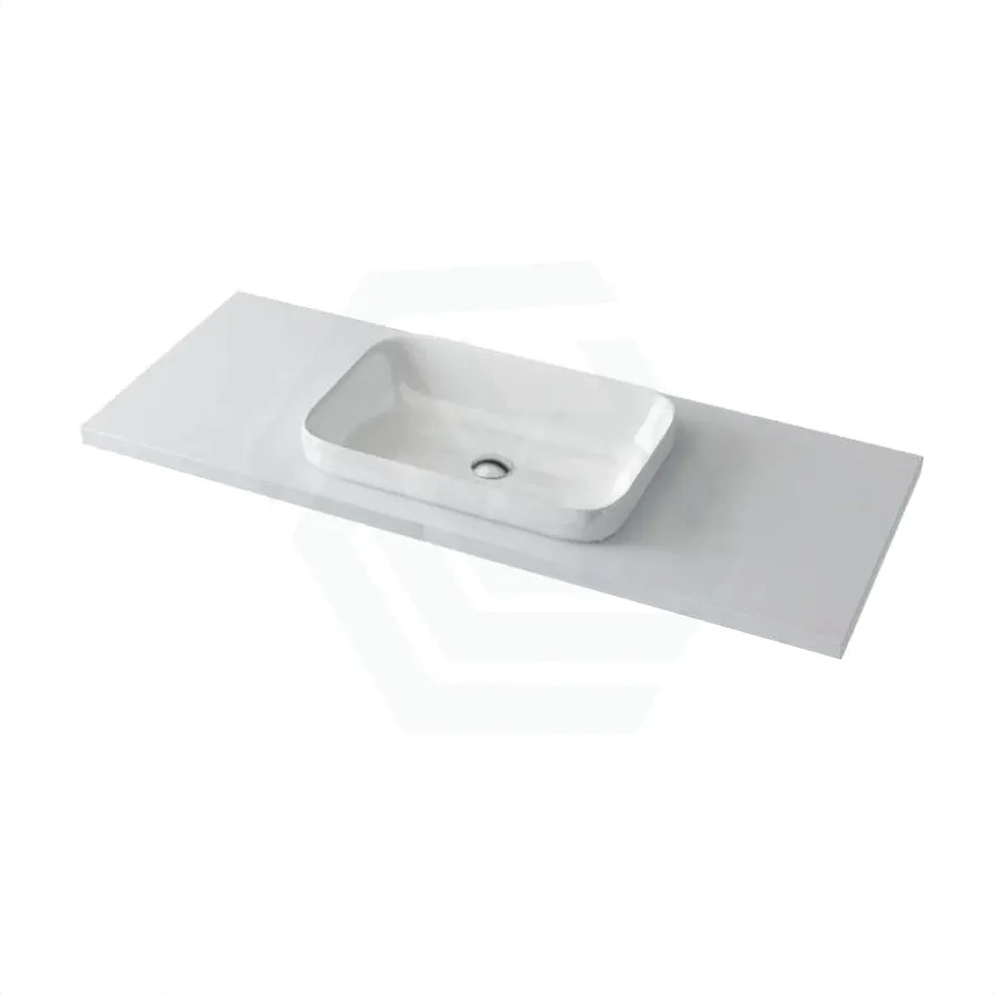 20/40/60mm Gloss Silk White Stone Top Quartz with Inset Basin