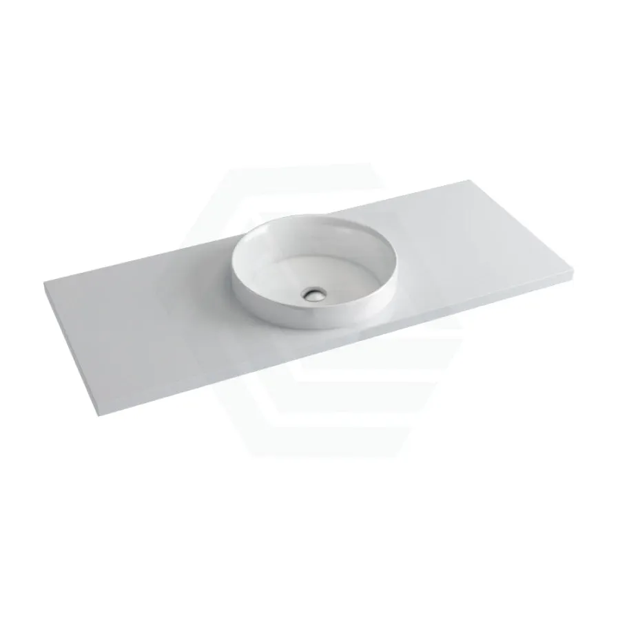 20/40/60mm Gloss Silk White Stone Top Quartz with Inset Basin