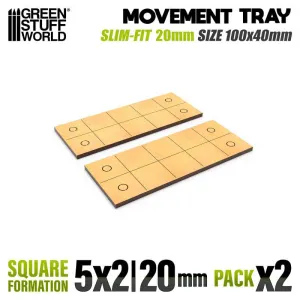 20mm Square 5x2 Slimfit Movement Tray - Green Stuff World