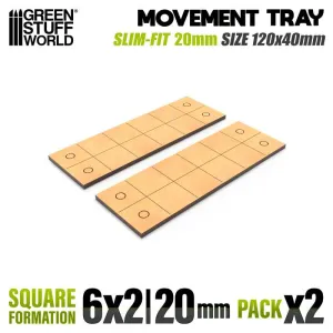 20mm Square 6x2 Slimfit Movement Tray - Green Stuff World