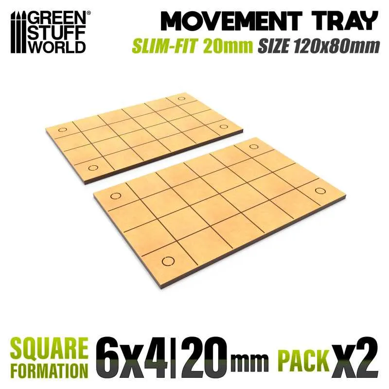 20mm Square 6x4 Slimfit Movement Tray - Green Stuff World