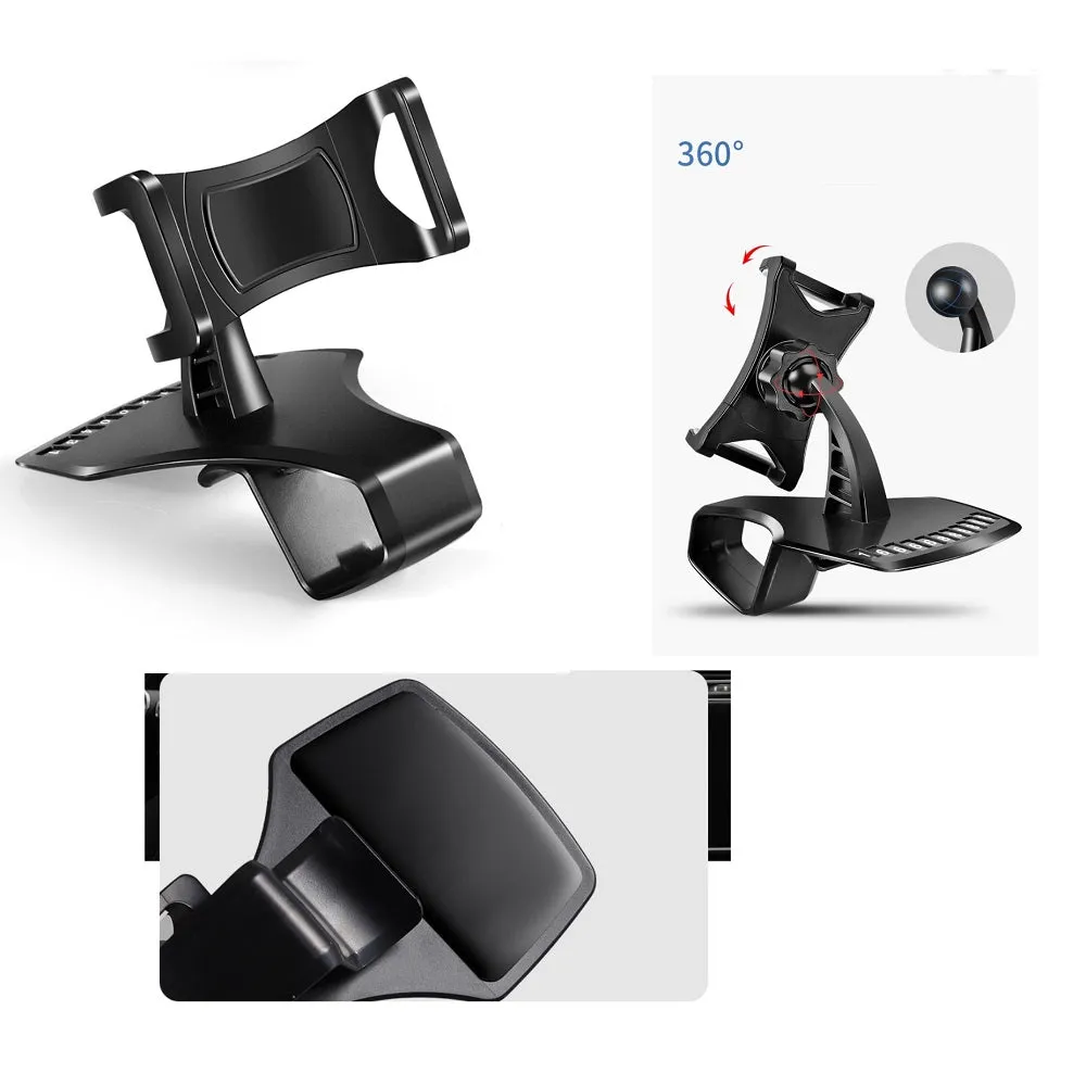 3 in 1 Car GPS Smartphone Holder: Dashboard / Visor Clamp   AC Grid Clip for Fujitsu Arrows Fit F-01H - Black