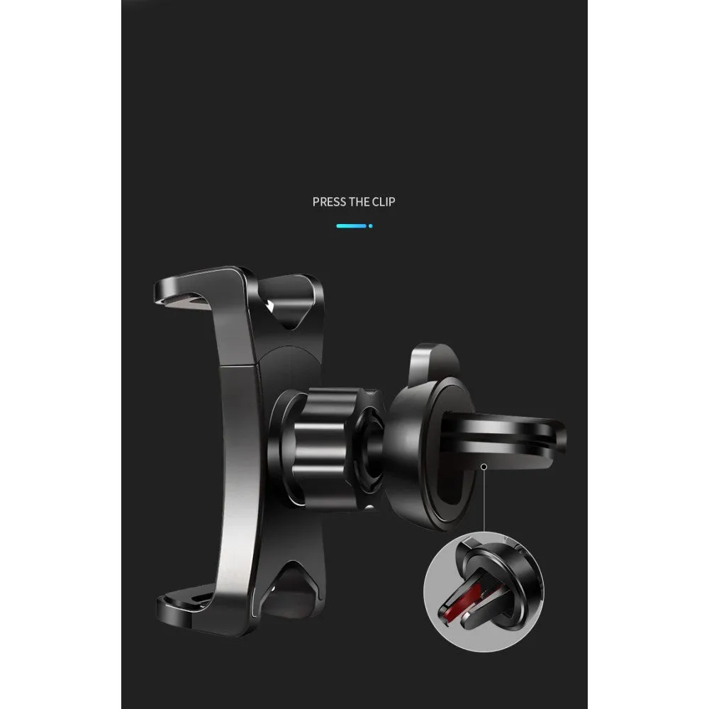 3 in 1 Car GPS Smartphone Holder: Dashboard / Visor Clamp   AC Grid Clip for Fujitsu Arrows Fit F-01H - Black