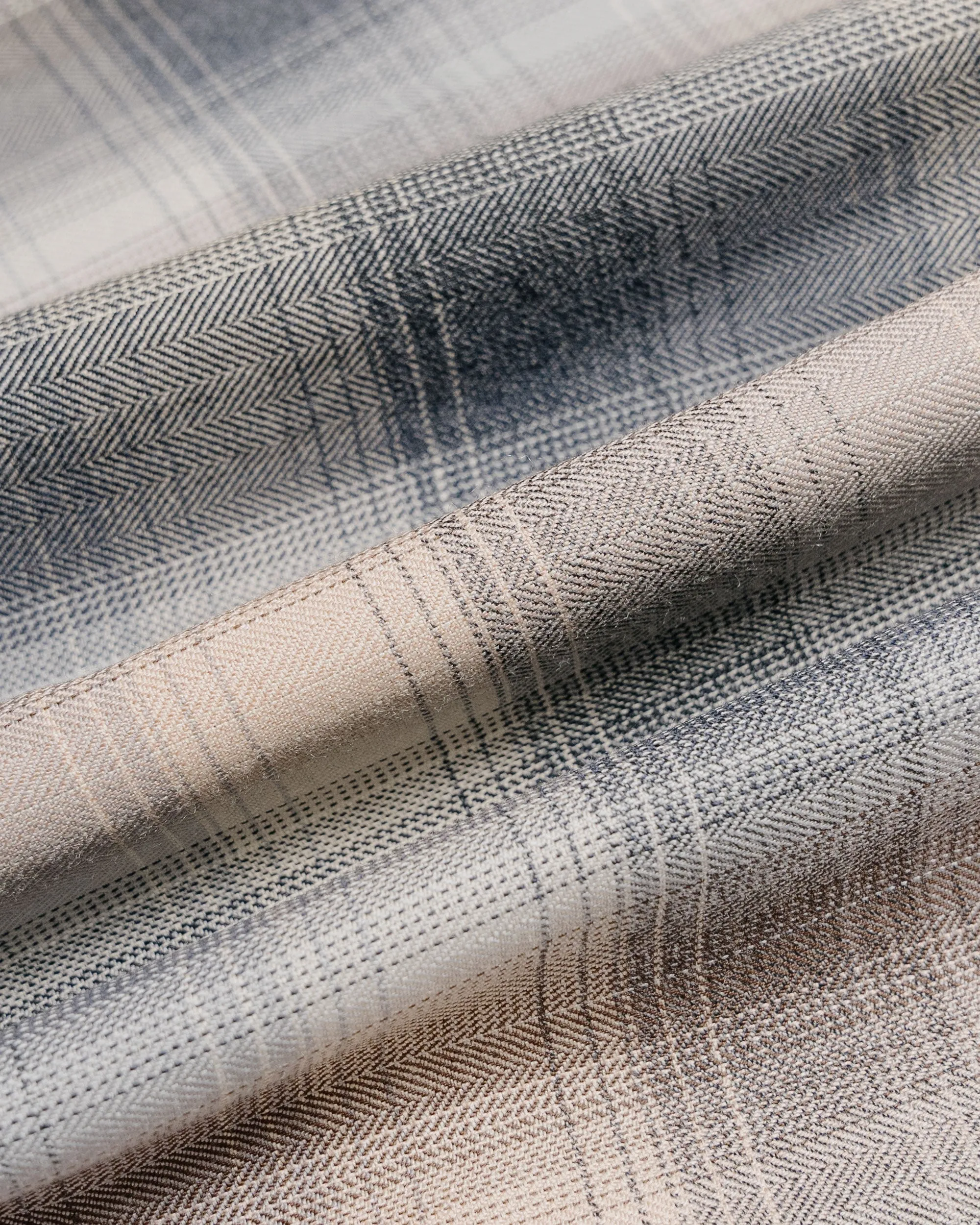 Auralee Super Light Wool Check Shirt Beige Blue Check