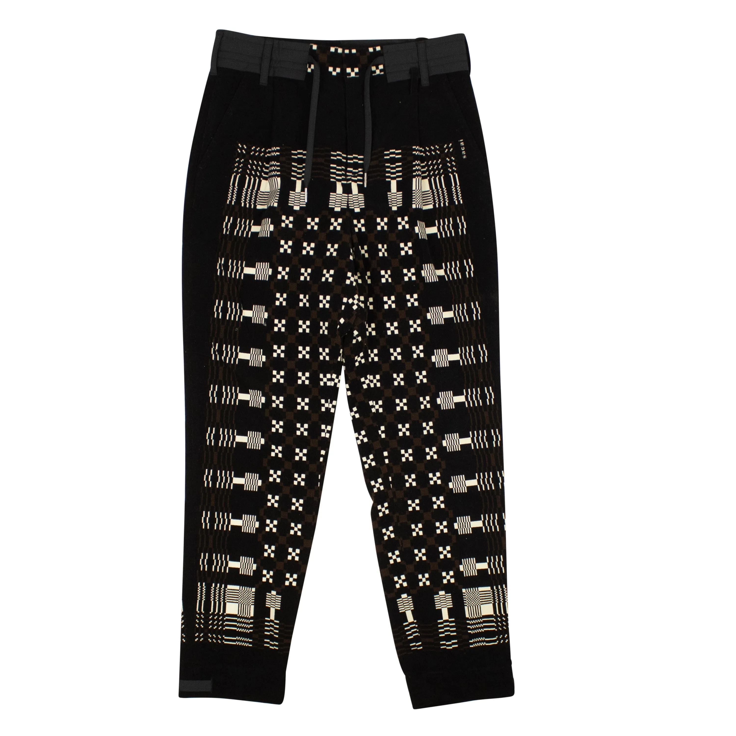 Black Cotton Geometric Print throughout Pants