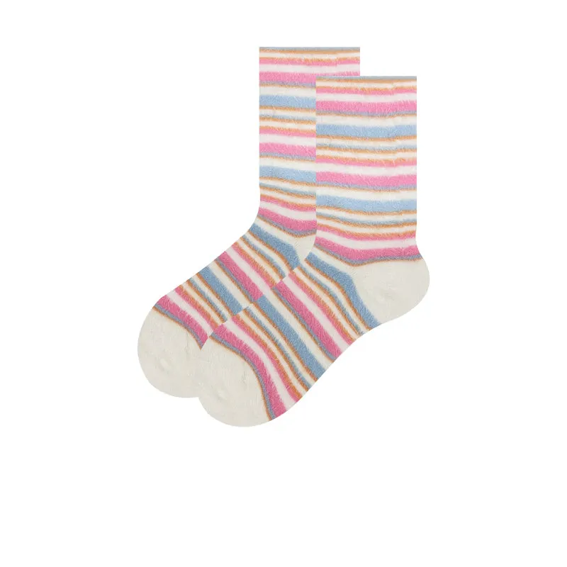 Colored Stripes Winter Thick Plush Socks