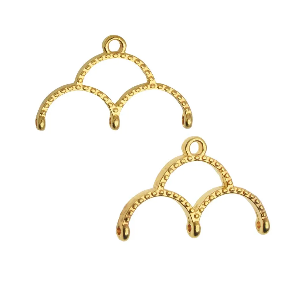 Cymbal Bead Endings for 11/0 Delica & Round Beads, Skaloti III, 14.5x22.5mm, 24k Gold Plated (2 Pieces)