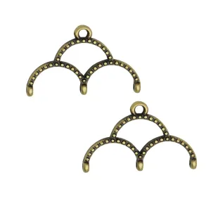 Cymbal Bead Endings for 11/0 Delica & Round Beads, Skaloti III, 14.5x22.5mm, Antiqued Brass Plated (2 Pieces)