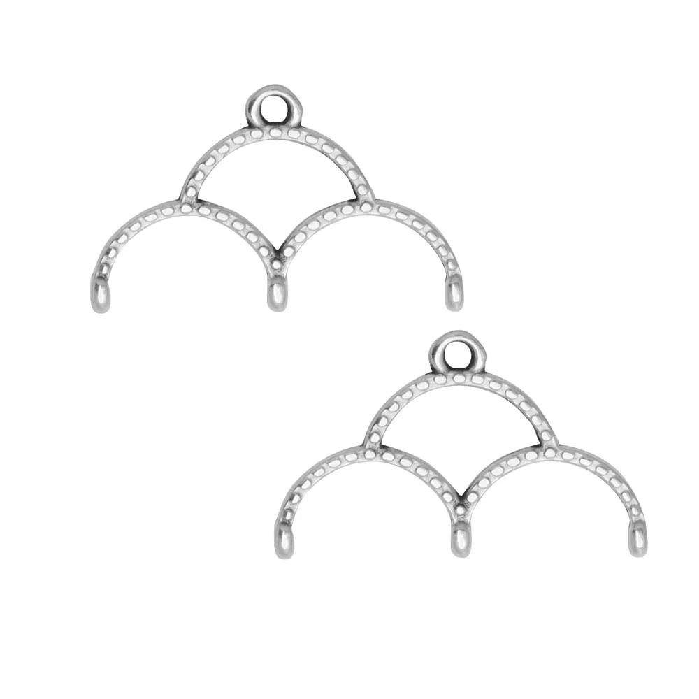 Cymbal Bead Endings for 11/0 Delica & Round Beads, Skaloti III, 14.5x22.5mm, Antiqued Silver Plated (2 Pieces)