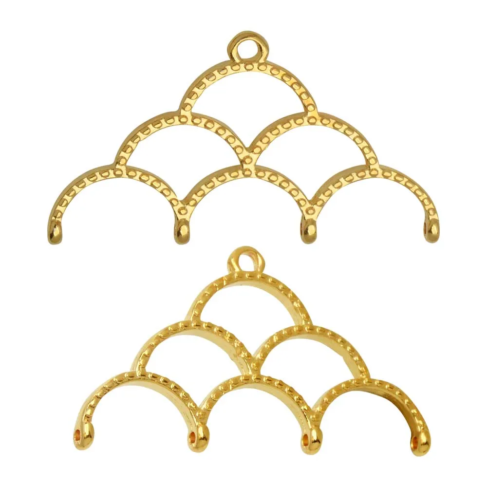 Cymbal Bead Endings for 11/0 Delica & Round Beads, Skaloti IV, 19x33.5mm, 24k Gold Plated (2 Pieces)