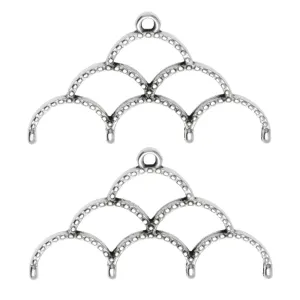 Cymbal Bead Endings for 11/0 Delica & Round Beads, Skaloti IV, 19x33.5mm, Antiqued Silver Plated (2 Pieces)