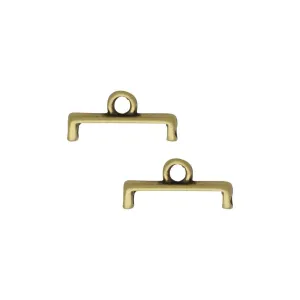 Cymbal Bead Endings for 11/0 Delica & Round Beads, Topolia II, 5.5x11.5mm, Antiqued Brass Plated (4 Pieces)