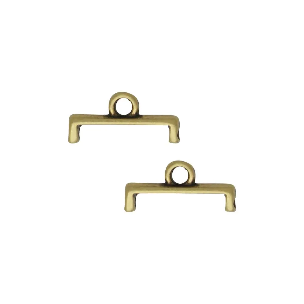 Cymbal Bead Endings for 11/0 Delica & Round Beads, Topolia II, 5.5x11.5mm, Antiqued Brass Plated (4 Pieces)