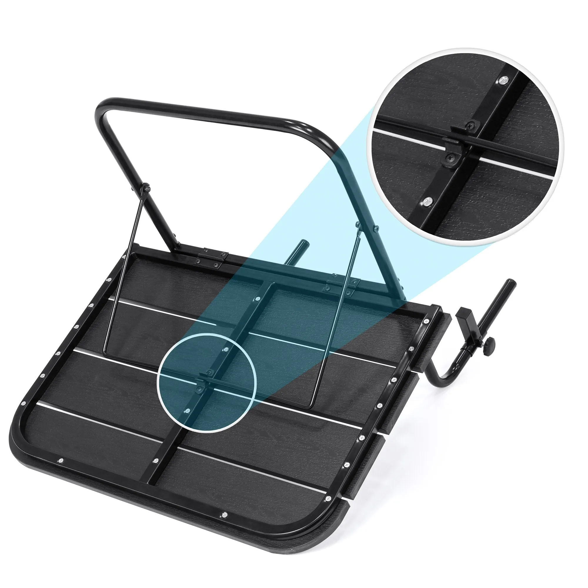 Foldable Hanging Balcony Railing Table w/ Compact Metal Frame - Black