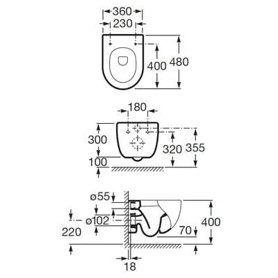 Meridian-N Compact Wall Hung Toilet Pan