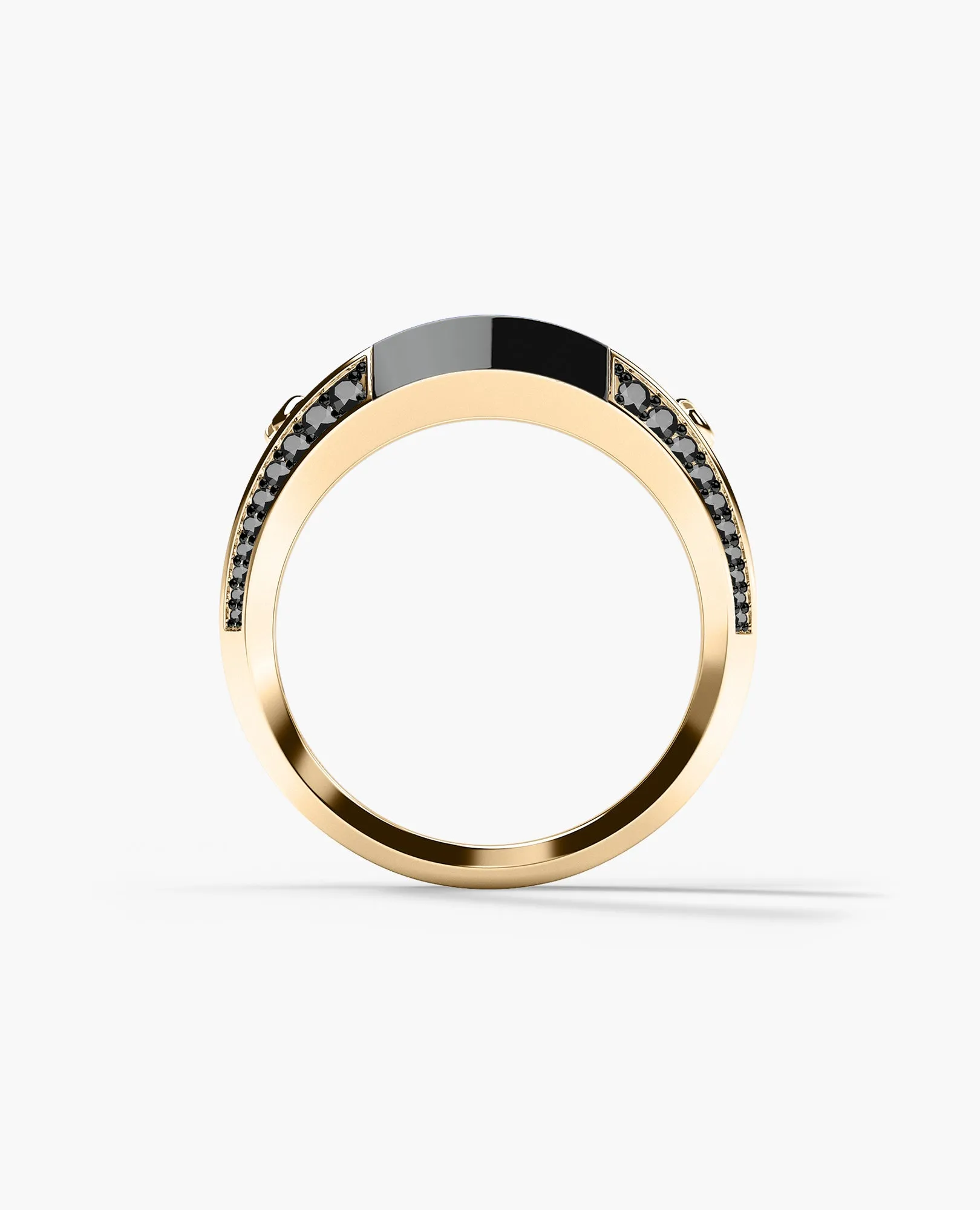 MONTANA Gold Signet Ring with 1.25ct Black Onyx and Black Diamonds