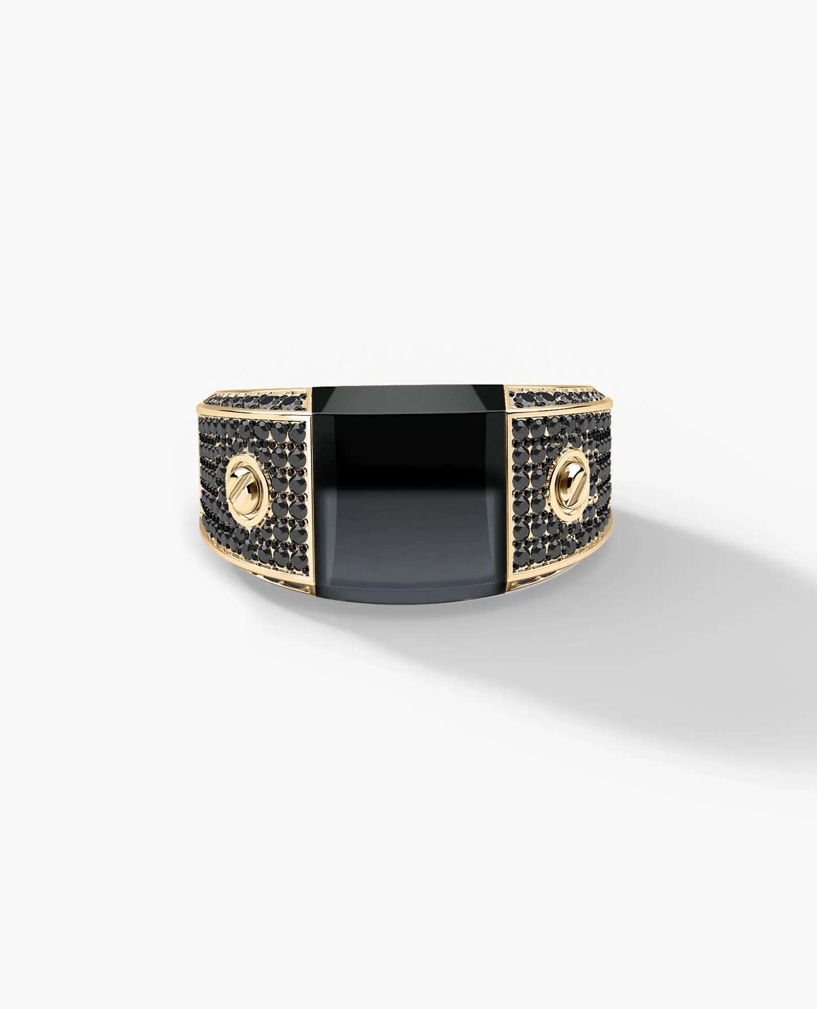 MONTANA Gold Signet Ring with 1.25ct Black Onyx and Black Diamonds