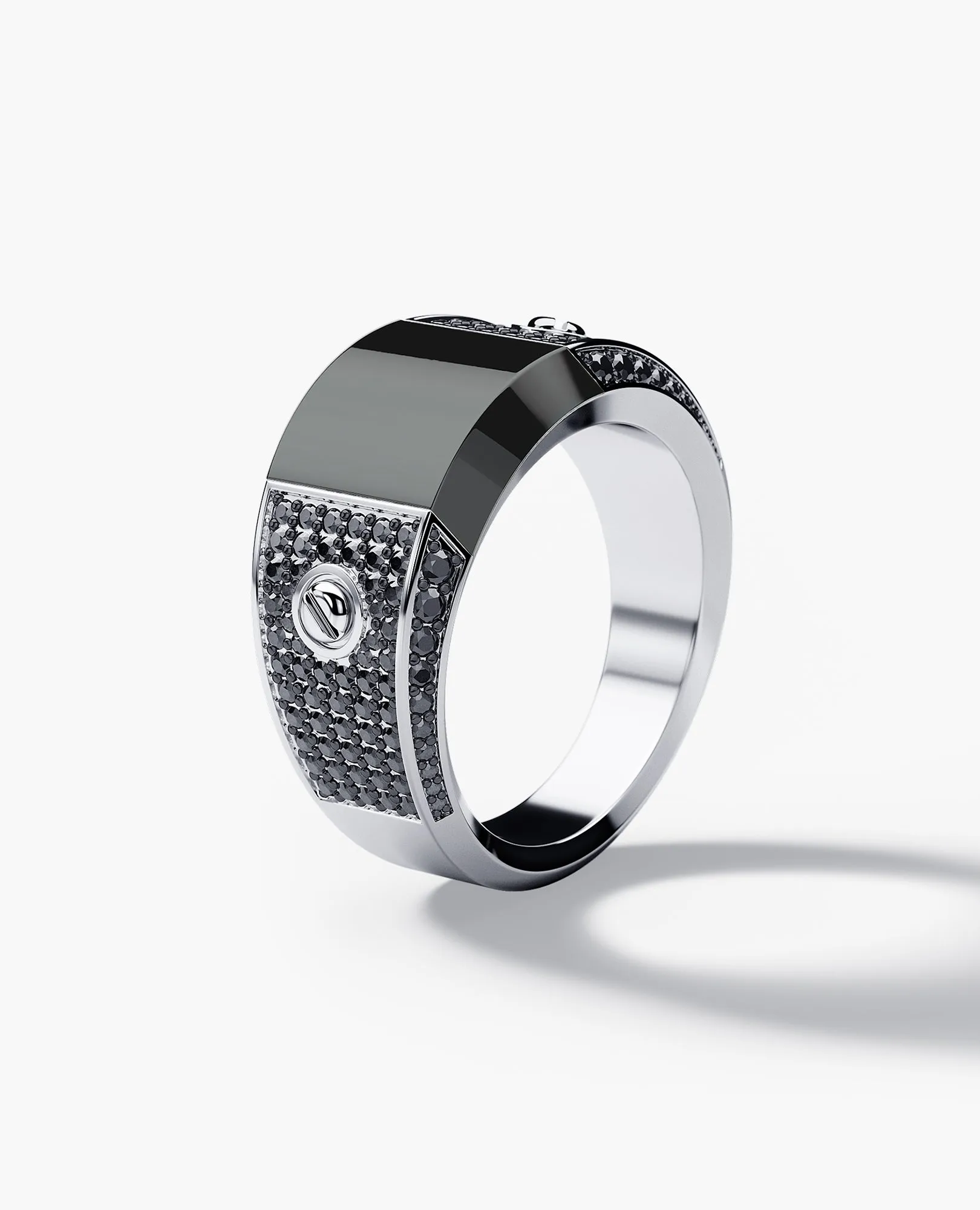 MONTANA Gold Signet Ring with 1.25ct Black Onyx and Black Diamonds