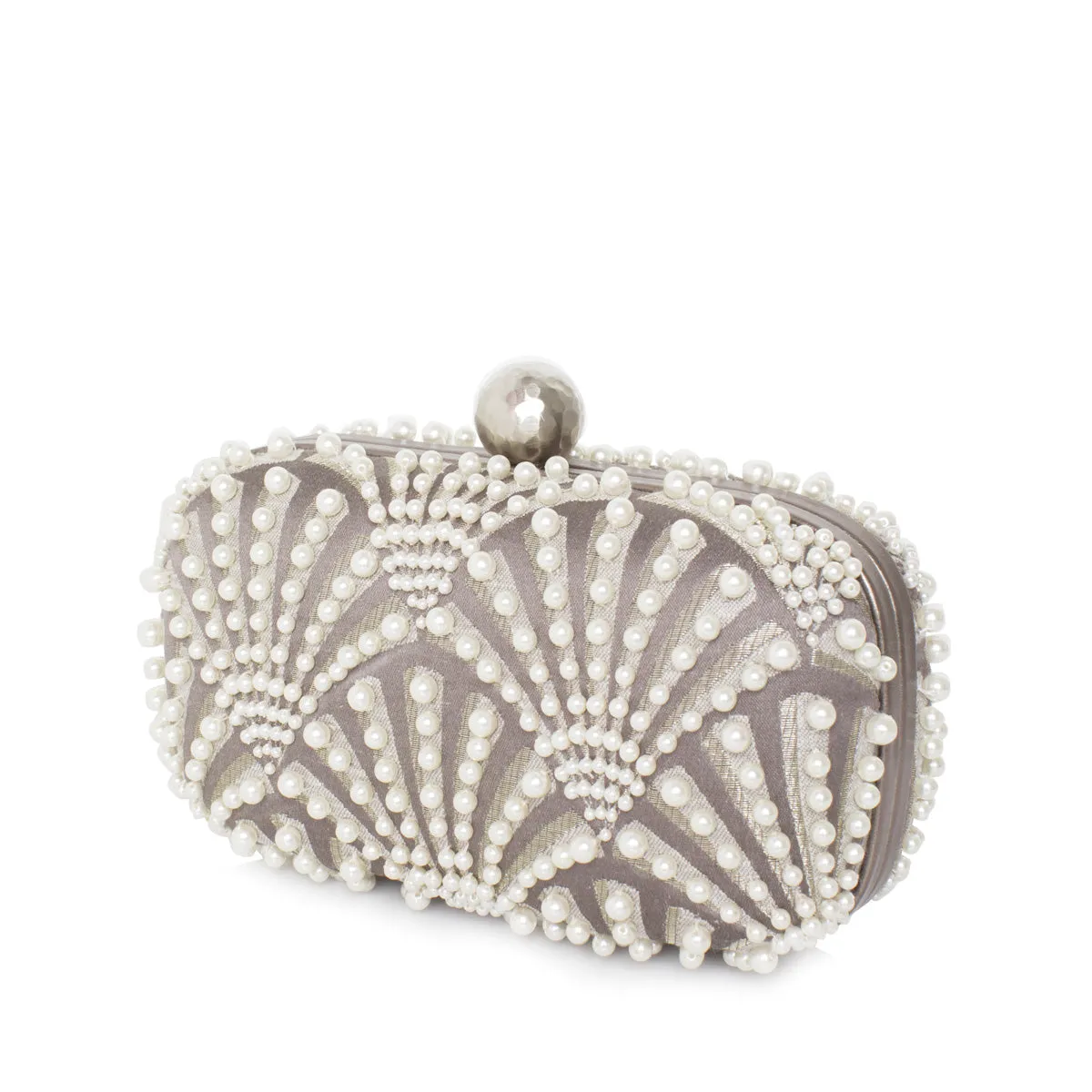 SCALLOPS SILVER BOX CLUTCH