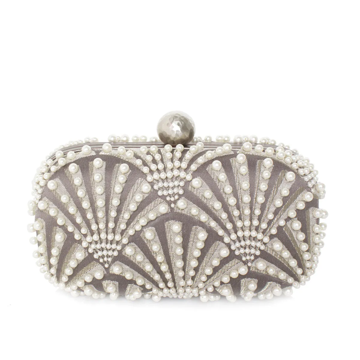 SCALLOPS SILVER BOX CLUTCH