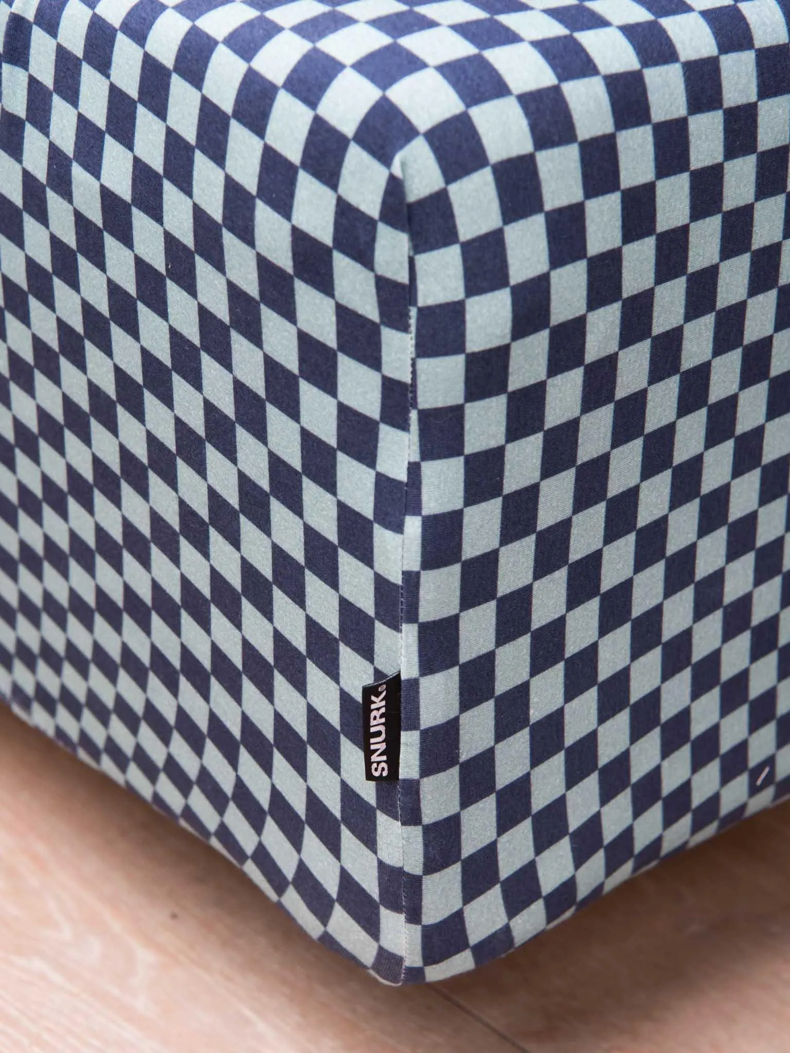 Snurk Fitted Sheet Check Blue