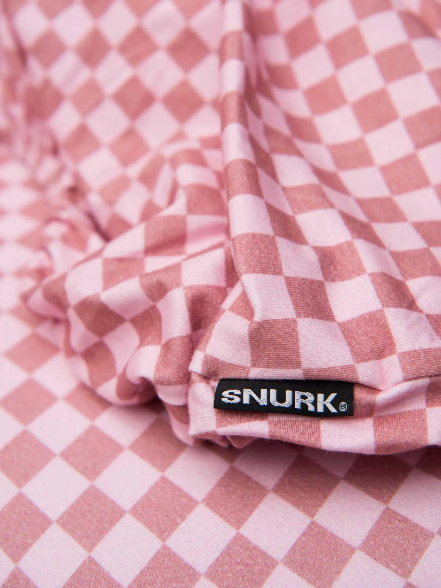 Snurk Fitted Sheet Check Pink